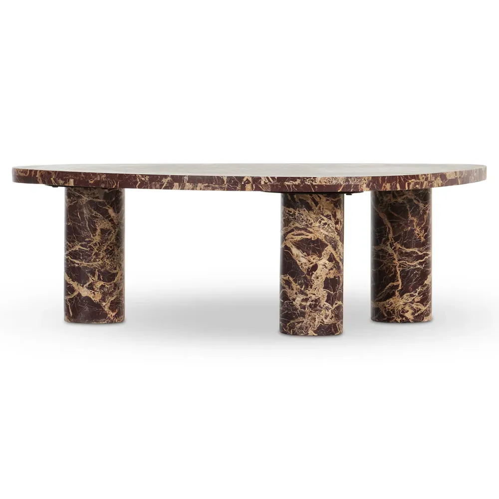Zayden Large Coffee Table - Merlot Red, Marble