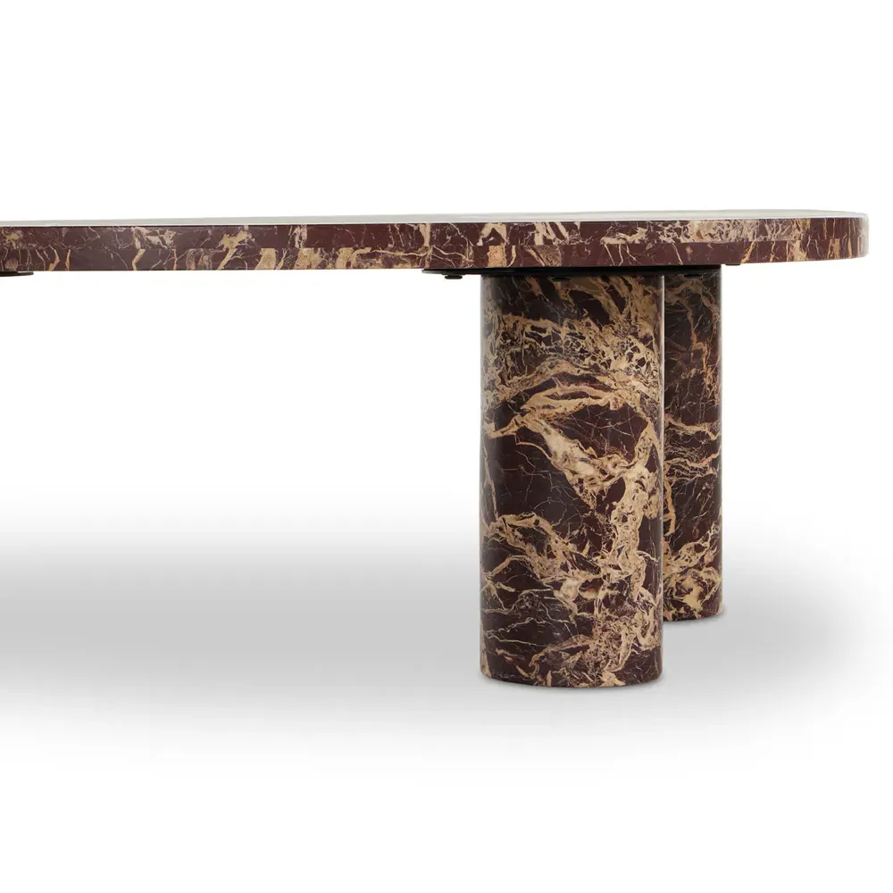 Zayden Large Coffee Table - Merlot Red, Marble