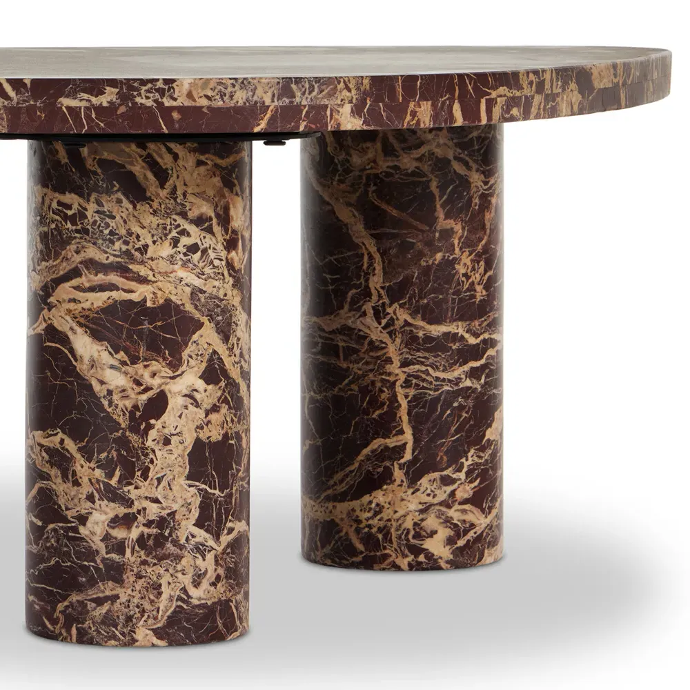 Zayden Large Coffee Table - Merlot Red, Marble