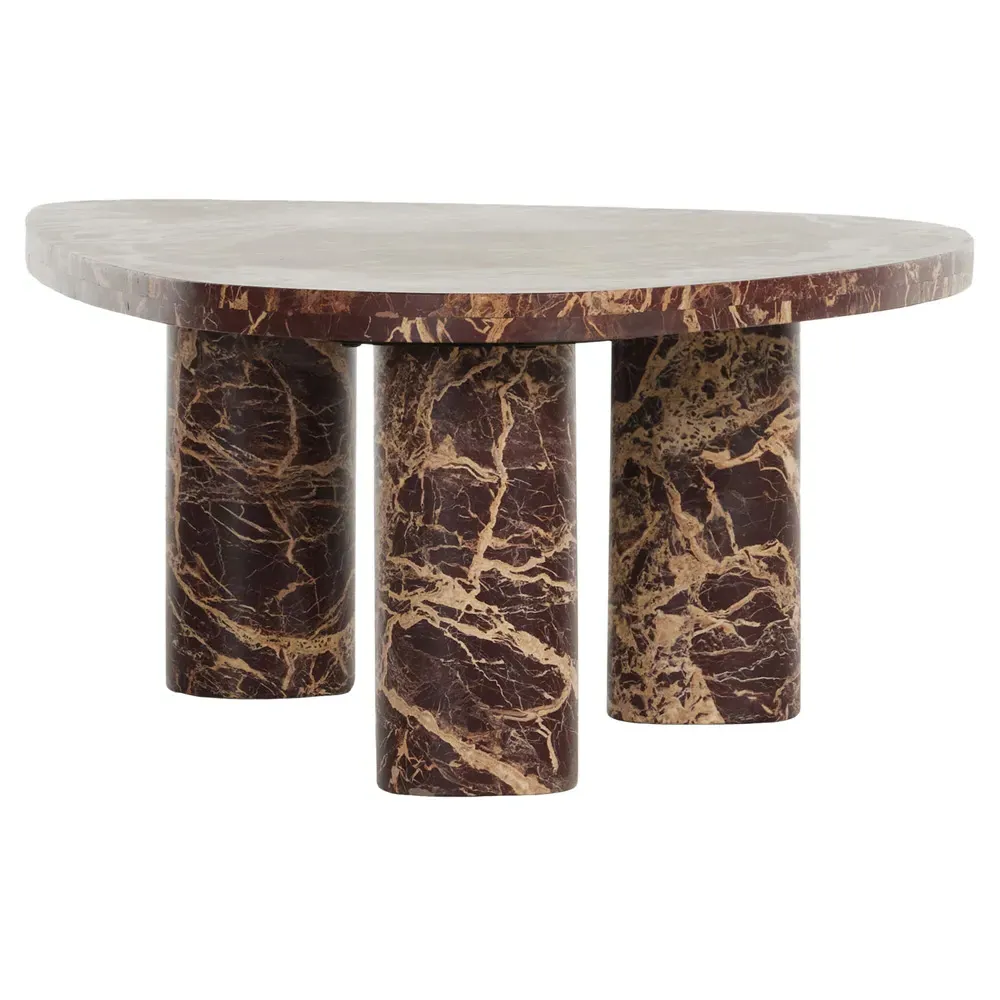 Zayden Large Coffee Table - Merlot Red, Marble