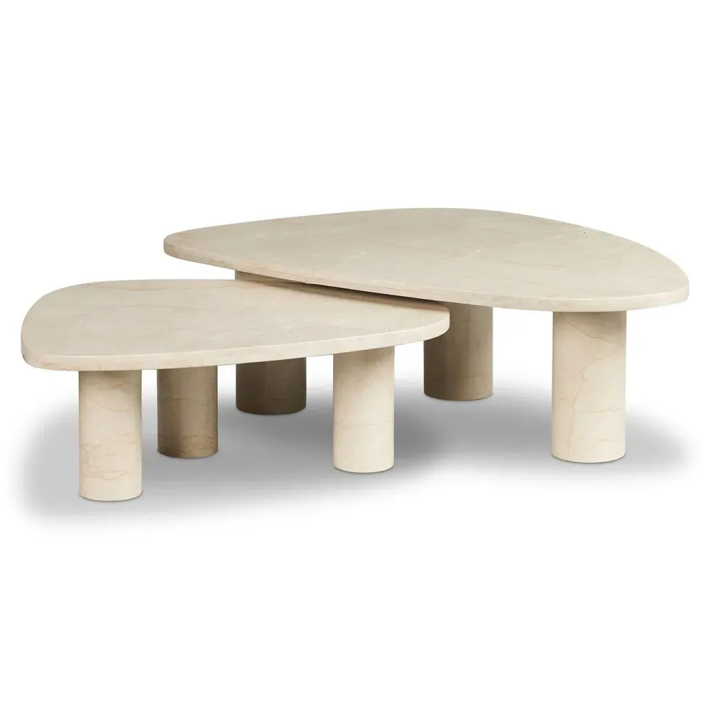 Zayden Nesting Coffee Table Set - Cream, Marble