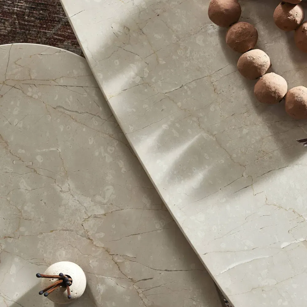 Zayden Nesting Coffee Table Set - Cream, Marble