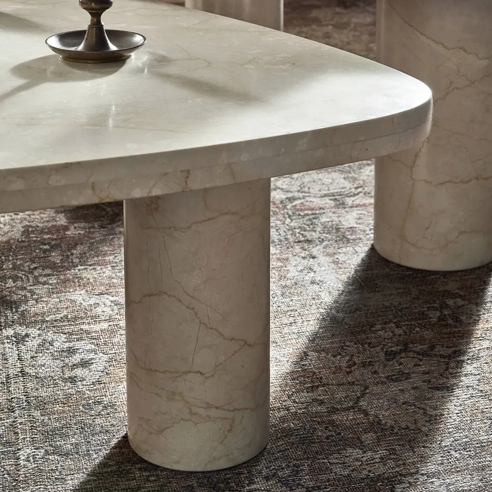 Zayden Nesting Coffee Table Set - Cream, Marble