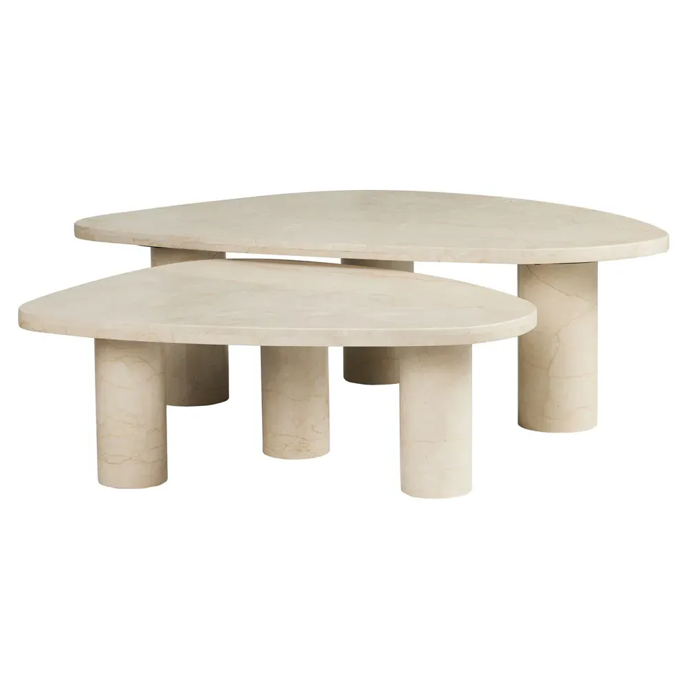 Zayden Nesting Coffee Table Set - Cream, Marble