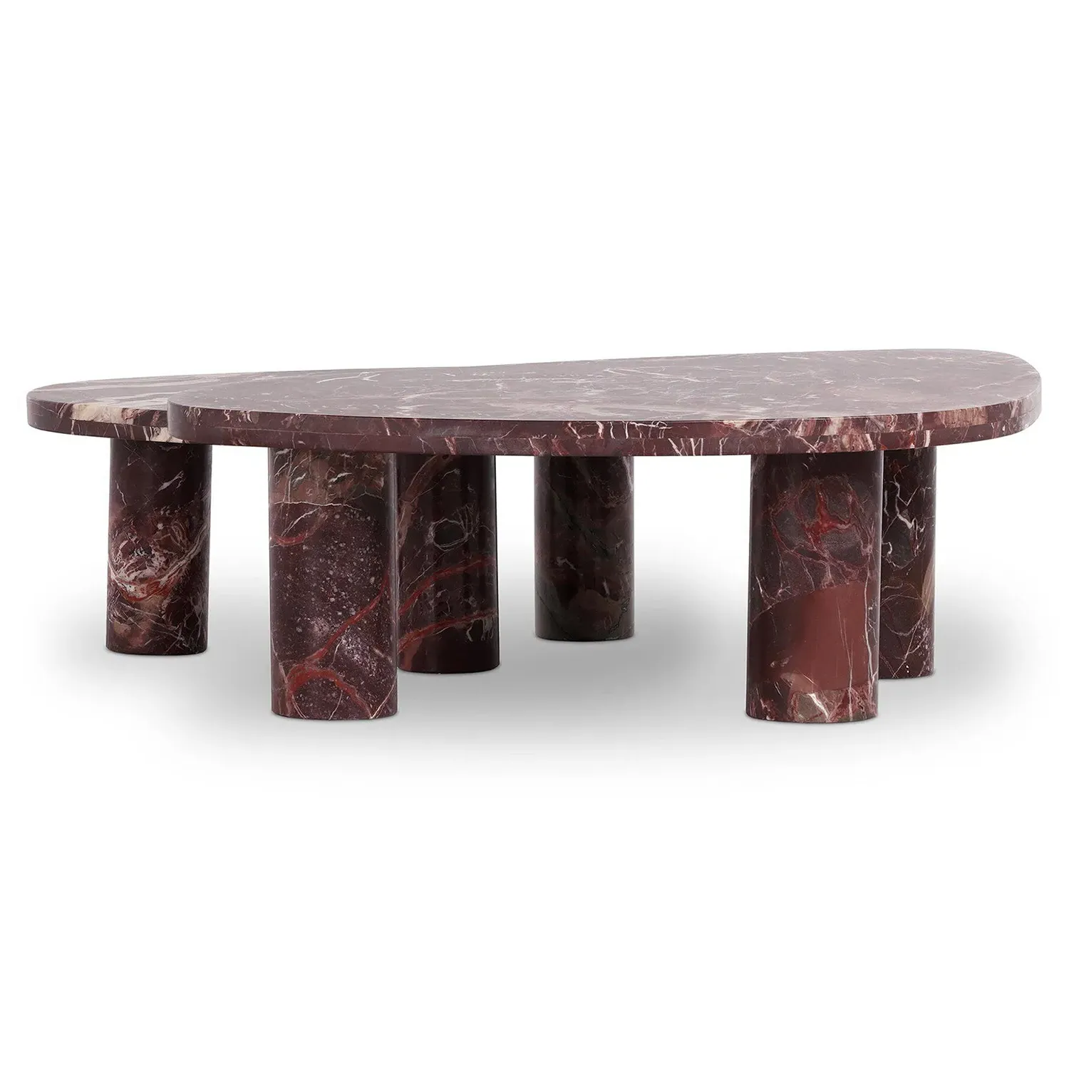 Zayden Nesting Coffee Tables - Merlot Red, Marble