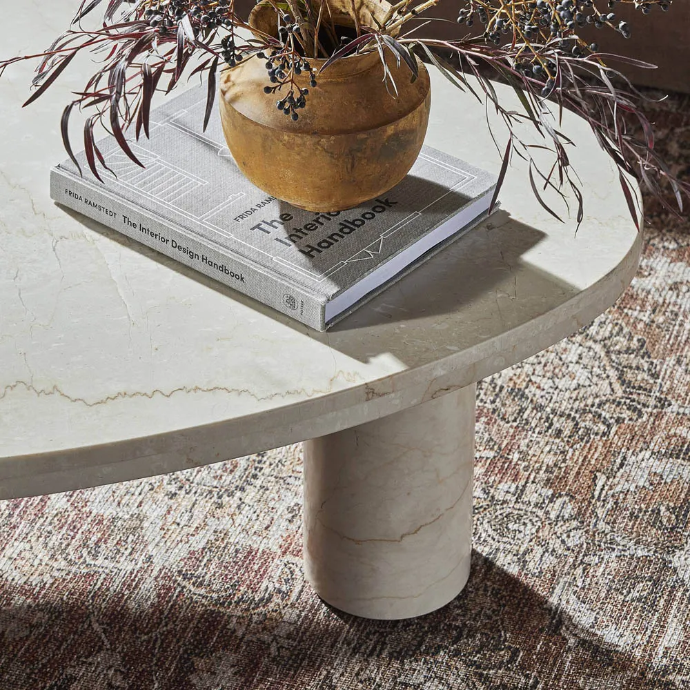 Zayden Small Coffee Table - Cream, Marble