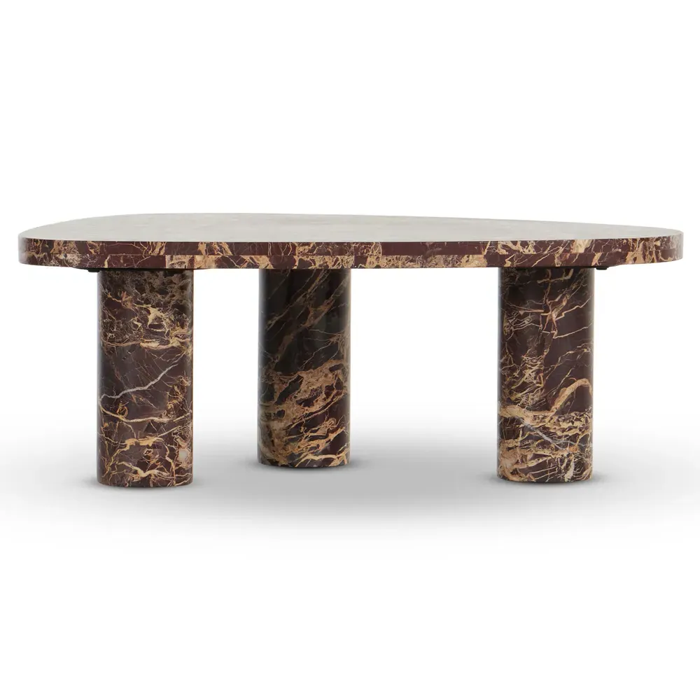 Zayden Small Coffee Table - Merlot Red, Marble