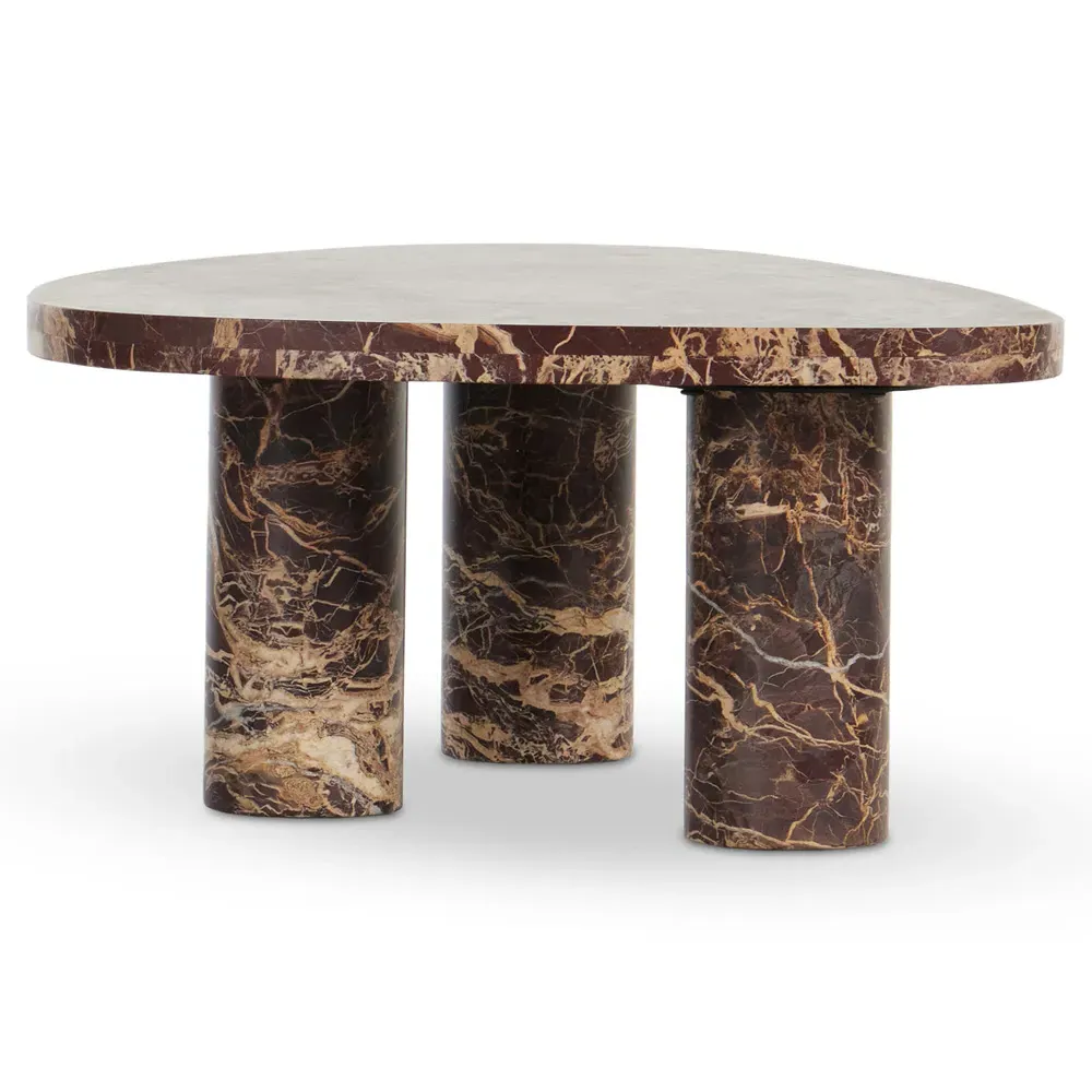 Zayden Small Coffee Table - Merlot Red, Marble