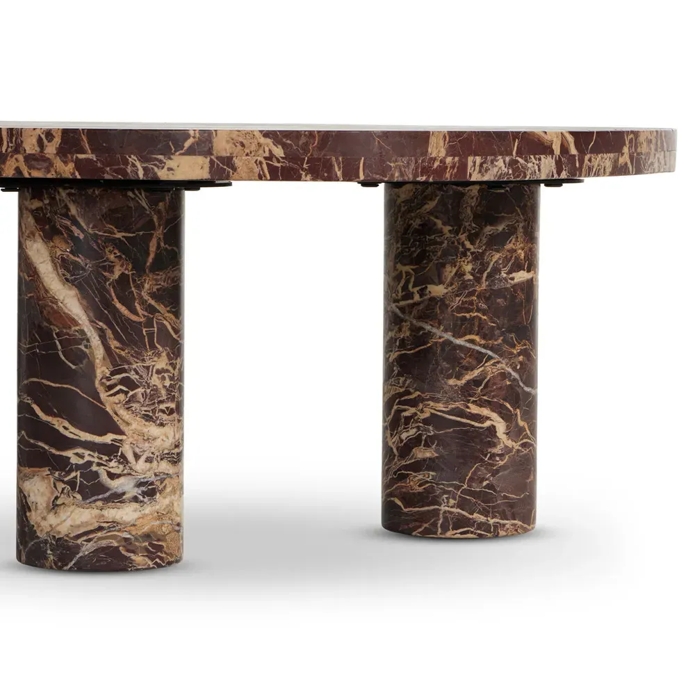 Zayden Small Coffee Table - Merlot Red, Marble