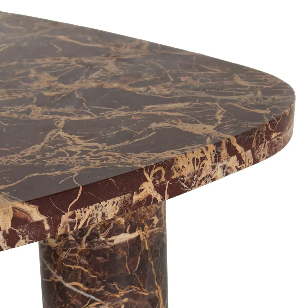 Zayden Small Coffee Table - Merlot Red, Marble
