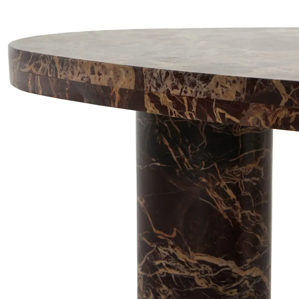 Zayden Small Coffee Table - Merlot Red, Marble