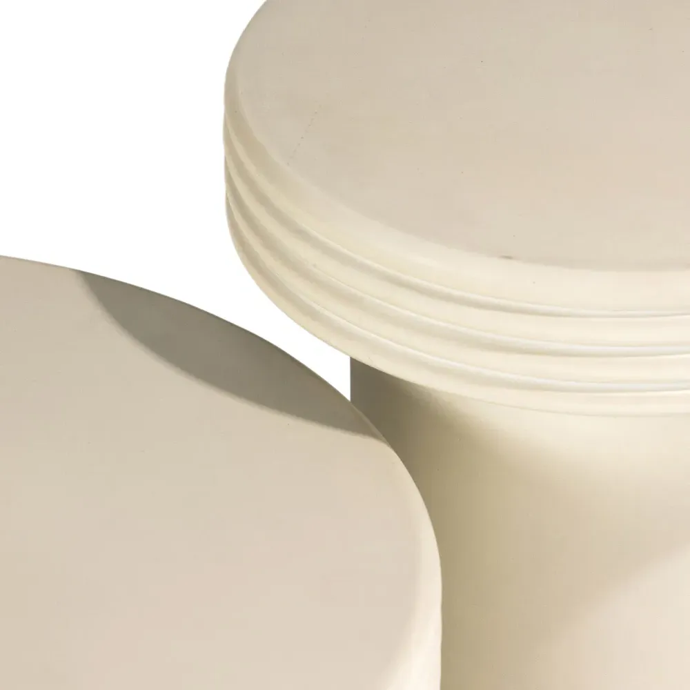 Zaynah Round Nesting End Table Set - White, Concrete