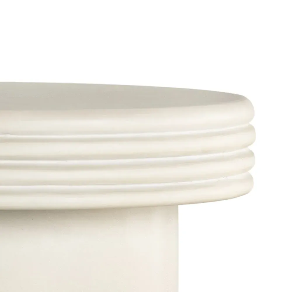 Zaynah Round Pedestal Outdoor End Table - White, Concrete