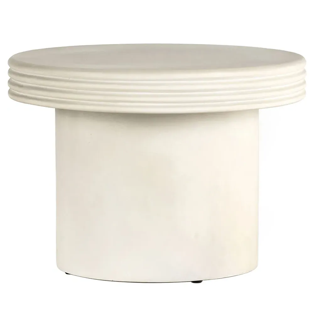 Zaynah Round Pedestal Outdoor End Table - White, Concrete