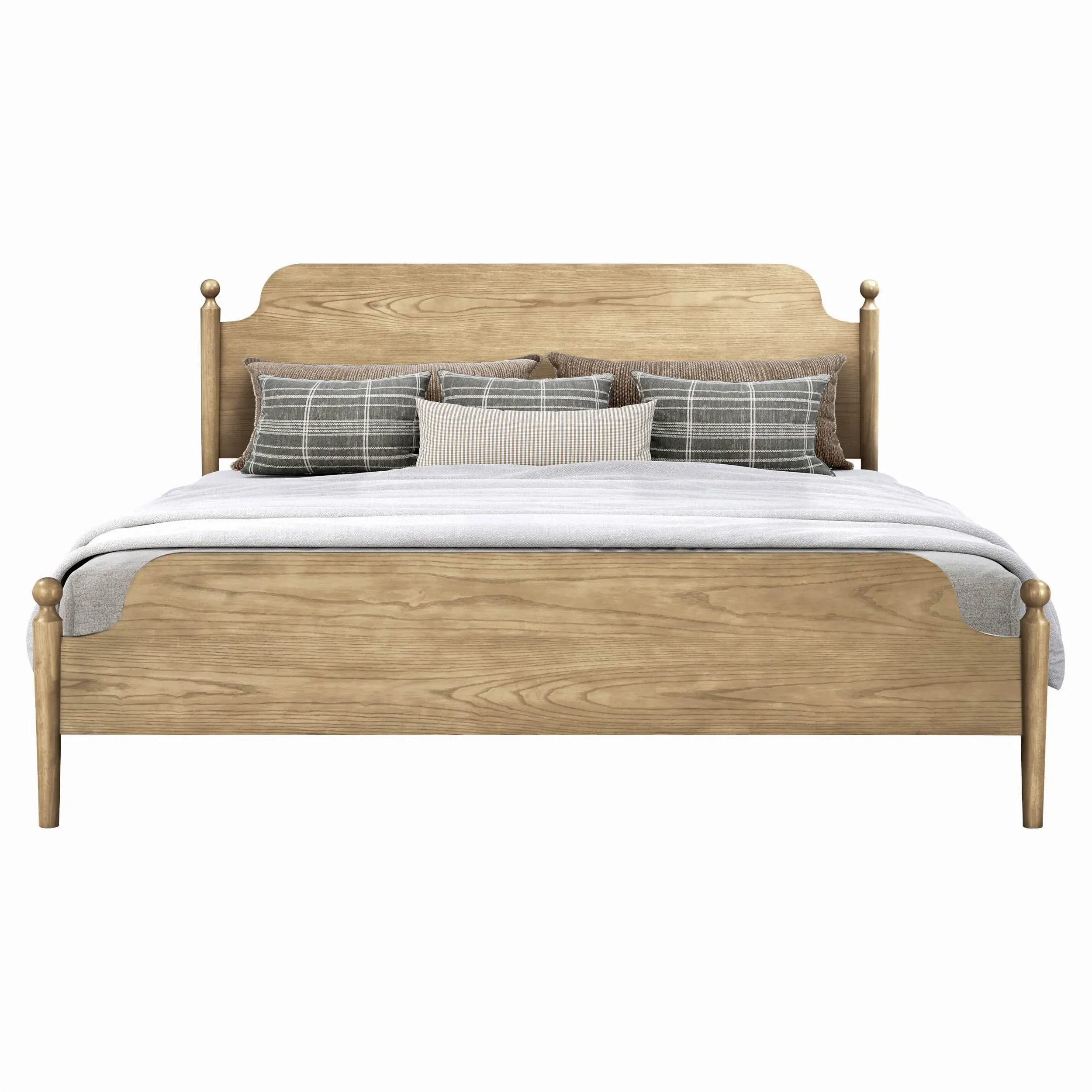 Zayne King Size Bed Frame - Tan, Ash Wood