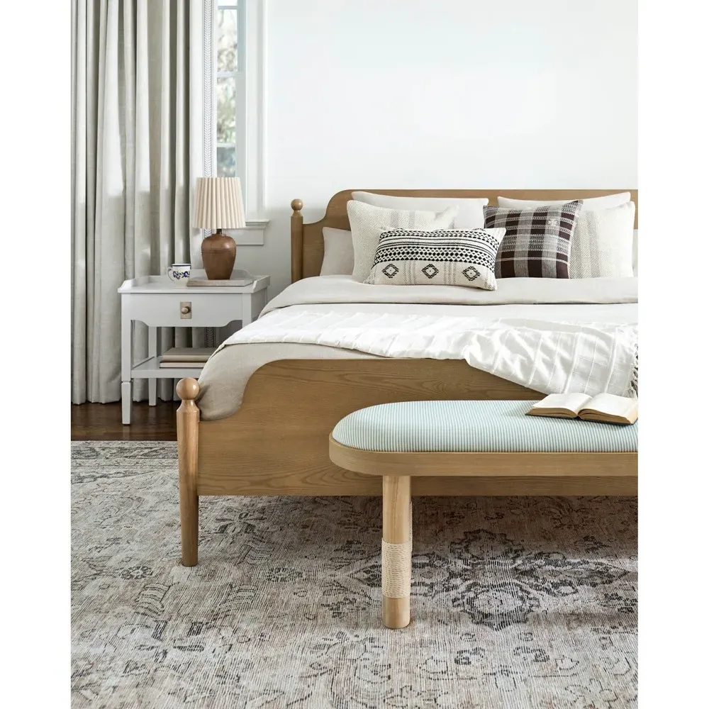 Zayne King Size Bed Frame - Tan, Ash Wood