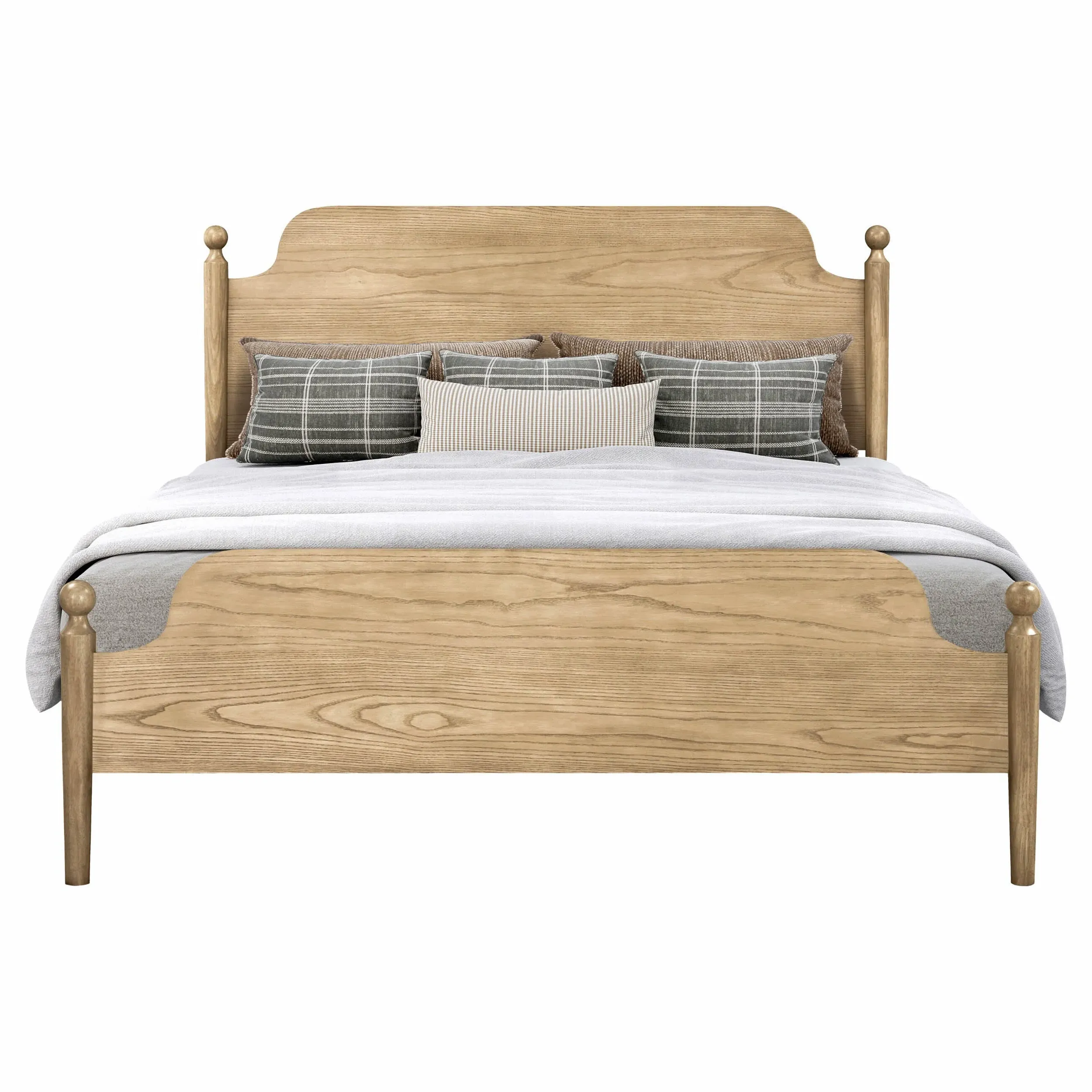 Zayne Queen Size Bed Frame - Tan, Ash Wood
