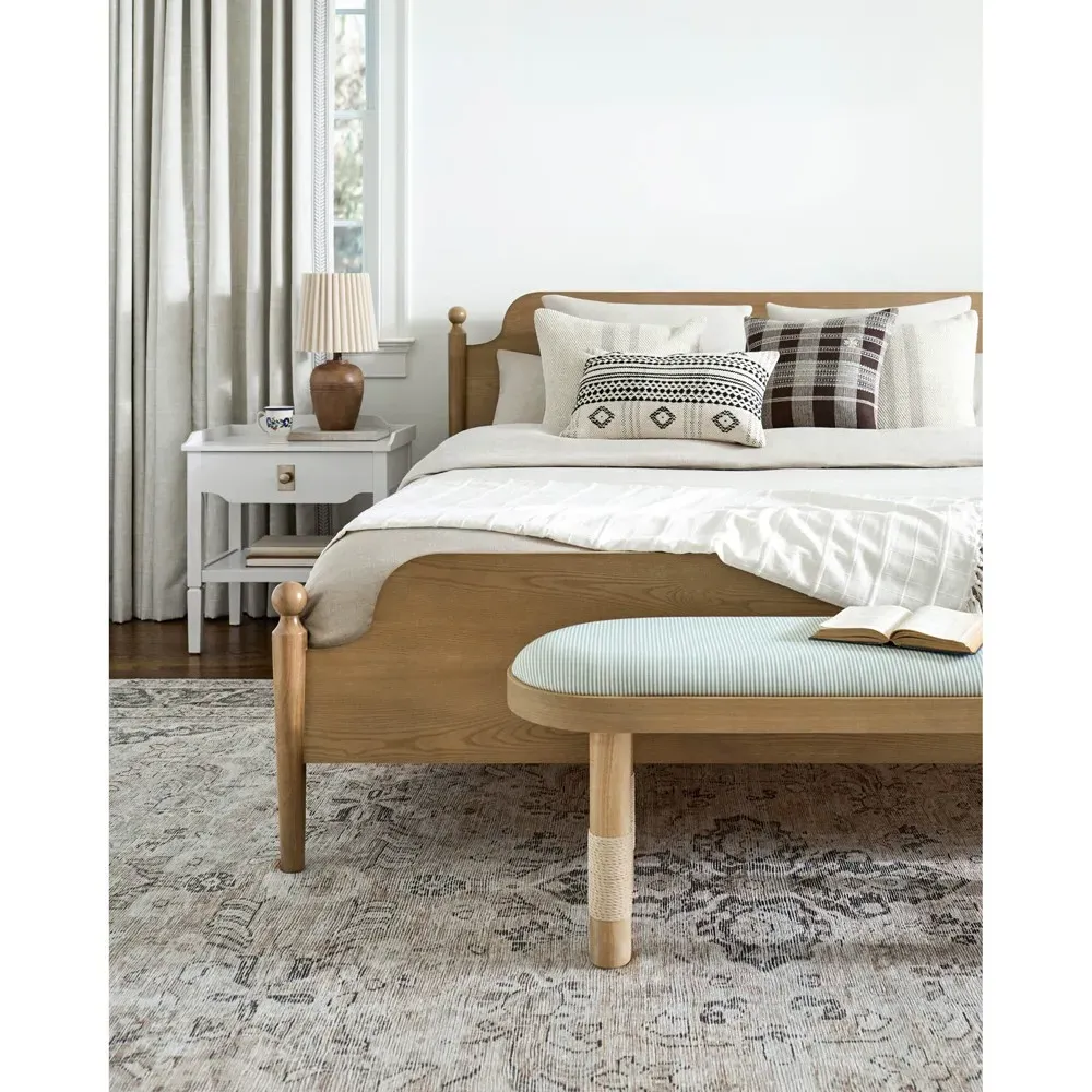 Zayne Queen Size Bed Frame - Tan, Ash Wood