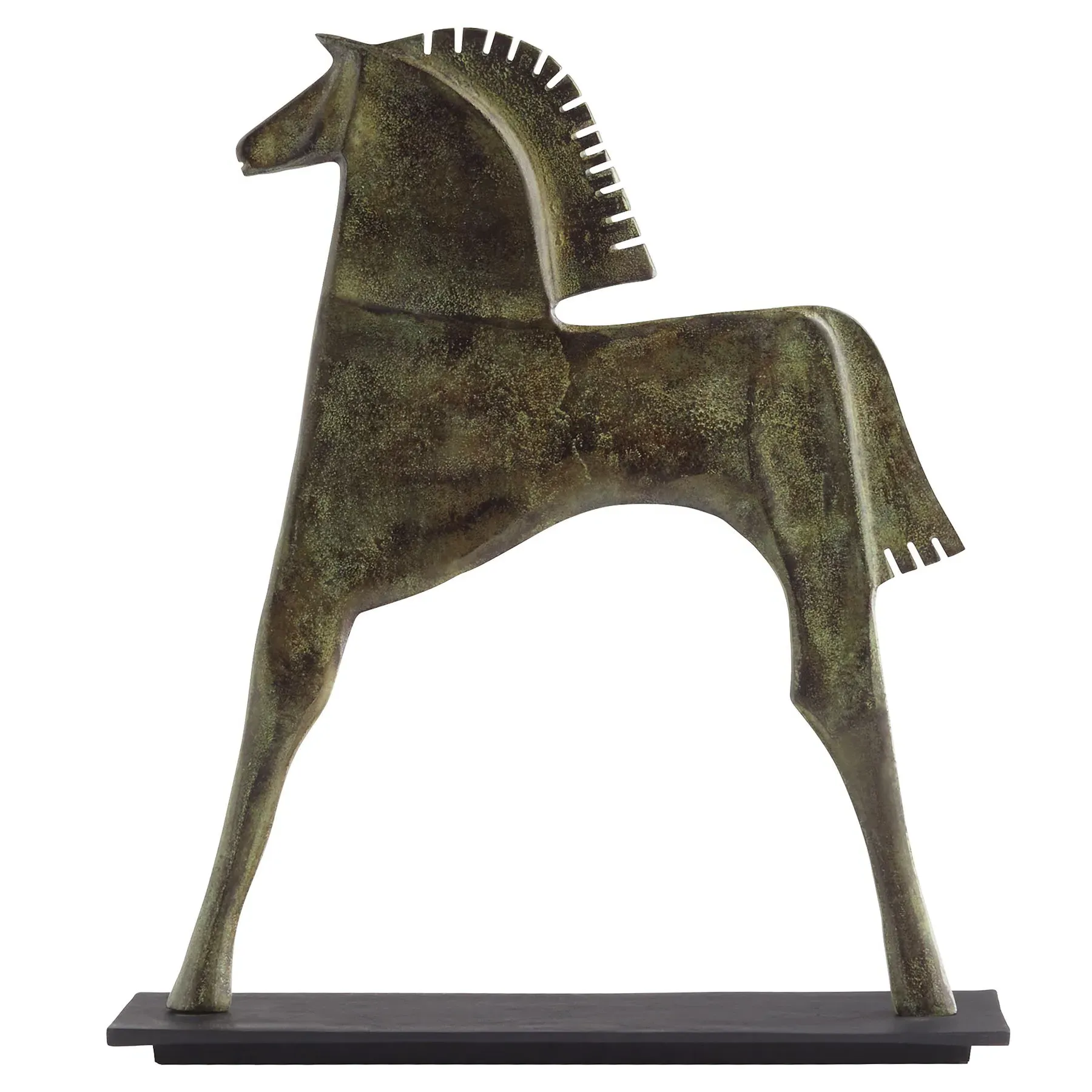 Zayne Small Etruscan Horse Statue - Green, Aluminum image