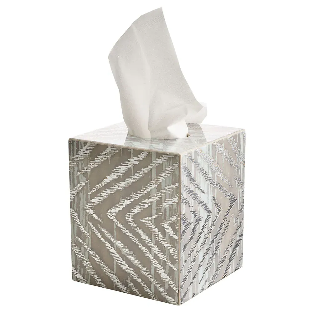 Zebra Global Bazaar Tissue Box - Grey, Wood