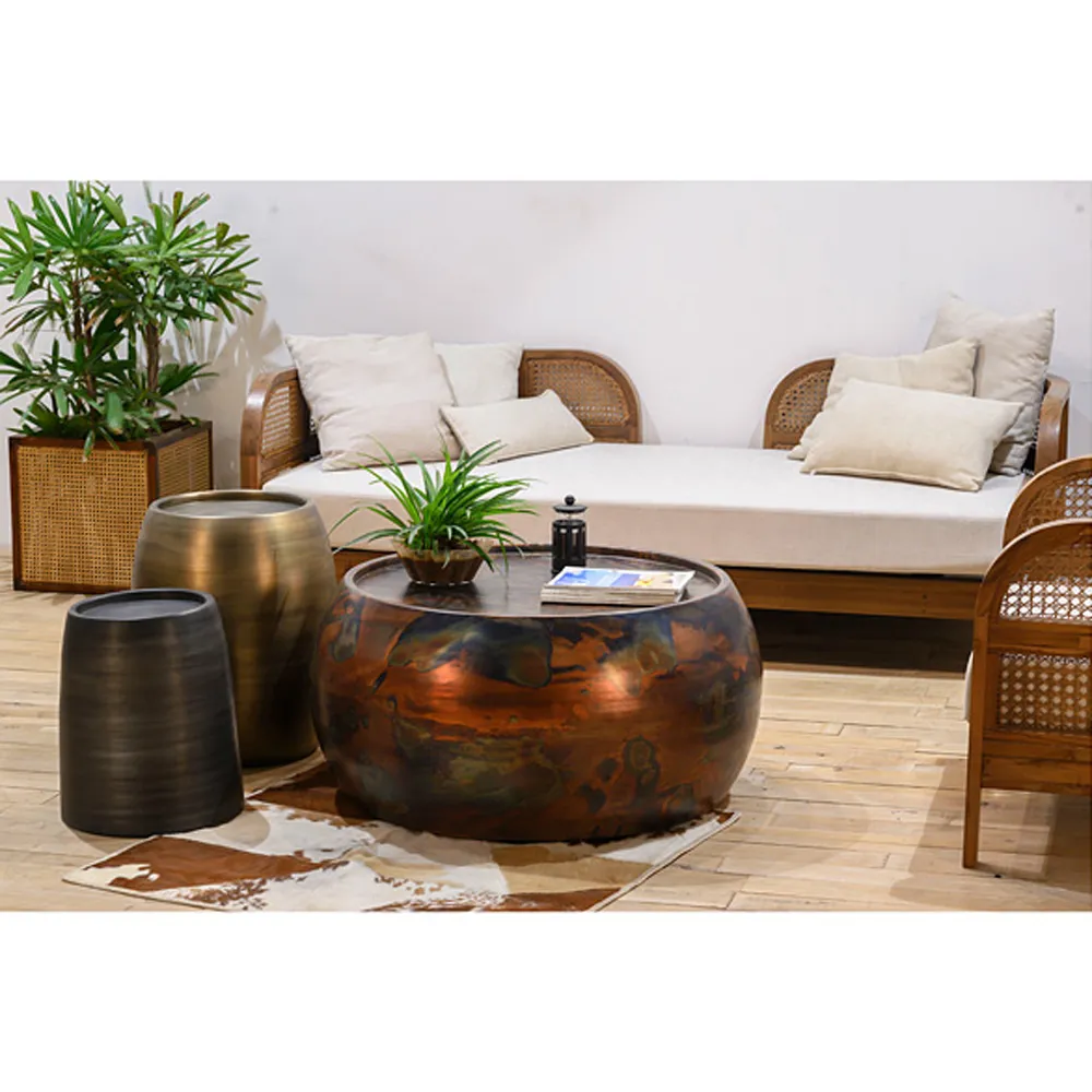 Zelda Round Coffee Table - Brown, Steel