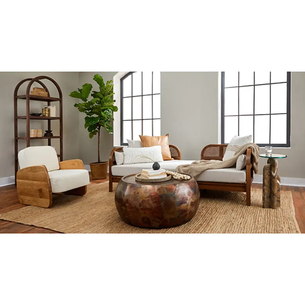 Zelda Round Coffee Table - Brown, Steel