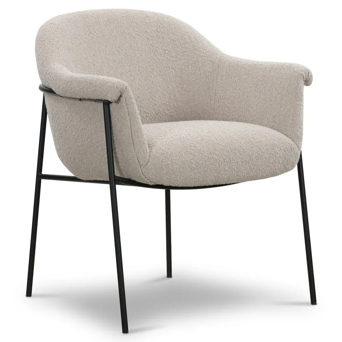 Zeltzin Dining Arm Chair - Cream, Boucle