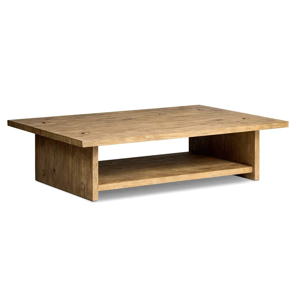 Zeno Coffee Table with Storage - Distressed Blonde, Oak