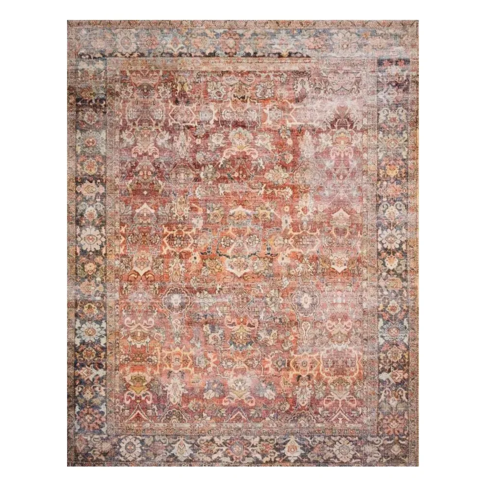 Zethan Patterned Area Rug - Orange, Polyester