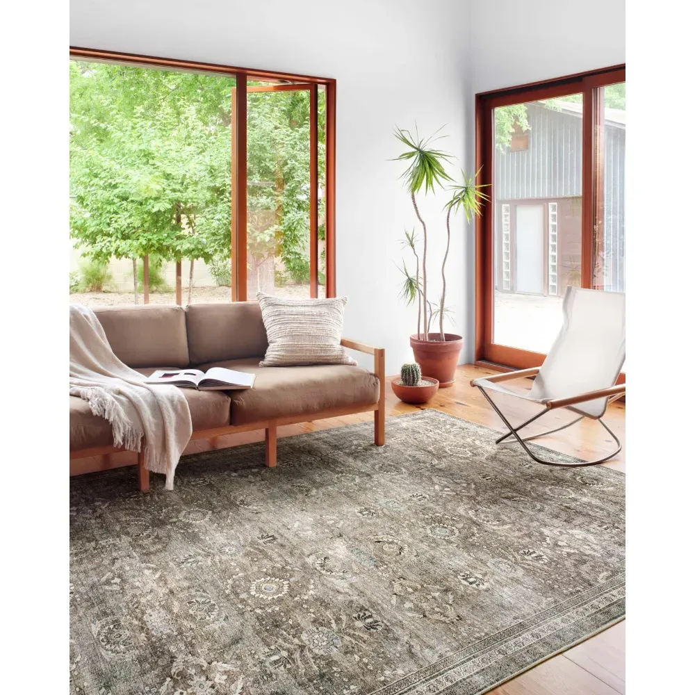 Zethan Patterned Rug - Grey, Polyester