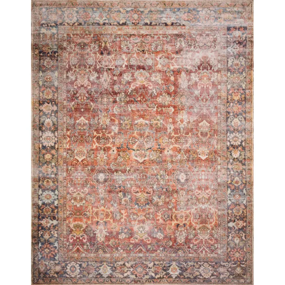 Zethan Patterned Runner Rug - Orange, Polyester