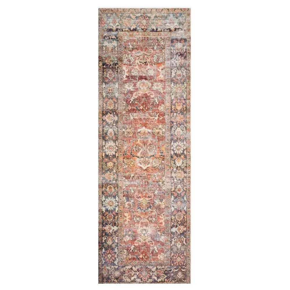 Zethan Patterned Runner Rug - Orange, Polyester