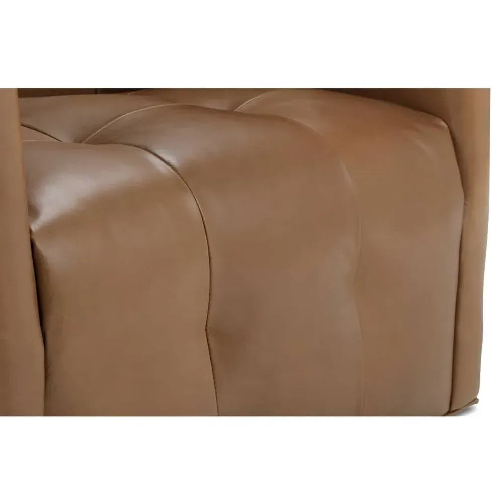 Zevanna Barrel Swivel Chair - Caramel Brown, Leather