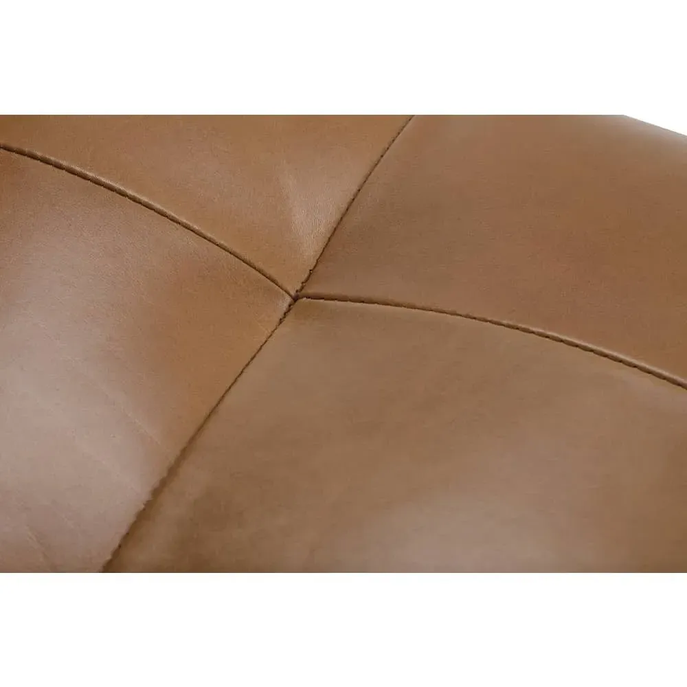 Zevanna Barrel Swivel Chair - Caramel Brown, Leather