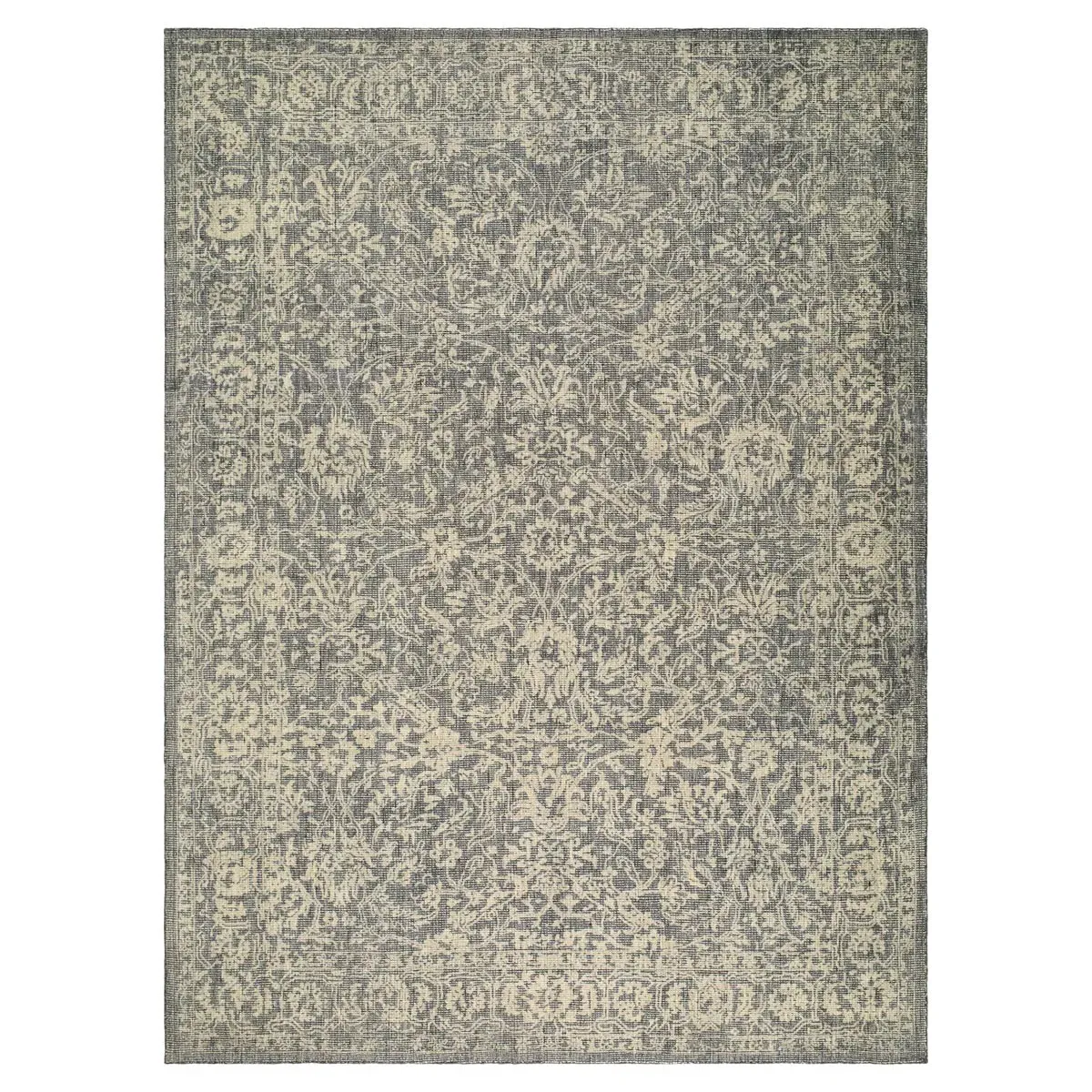 Zevon Floral Patterned Rug 2'x3' - Charcoal, Wool