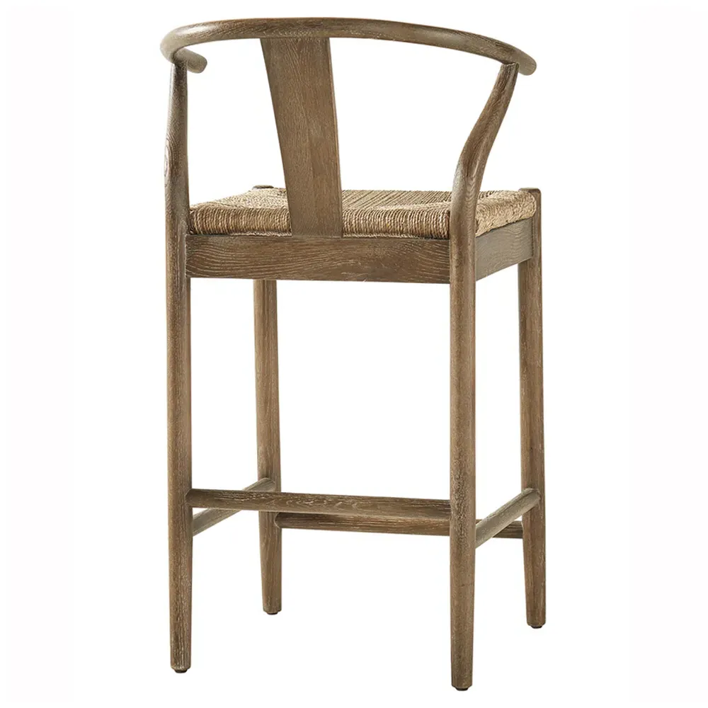 Zhuri Wishbone Counter Stool - Dark Brown, Oak