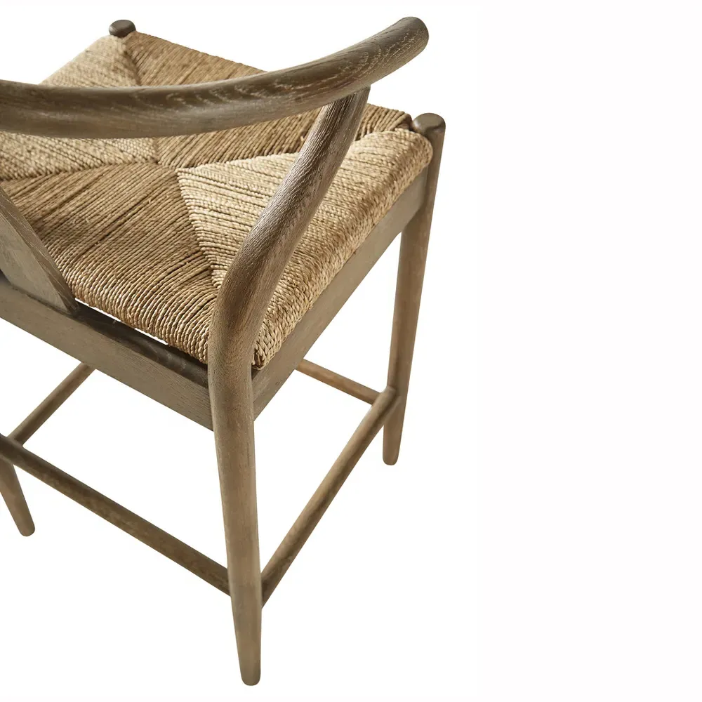 Zhuri Wishbone Counter Stool - Dark Brown, Oak