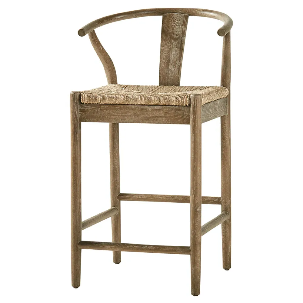 Zhuri Wishbone Counter Stool - Dark Brown, Oak image