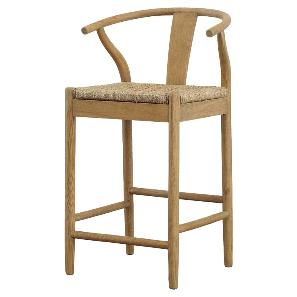 Zhuri Wishbone Counter Stool - Light Brown, Oak