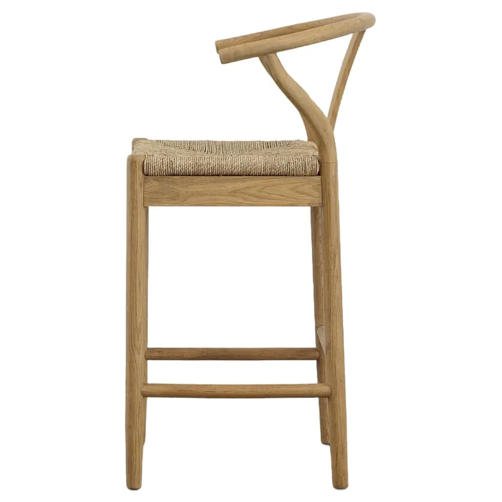 Zhuri Wishbone Counter Stool - Light Brown, Oak