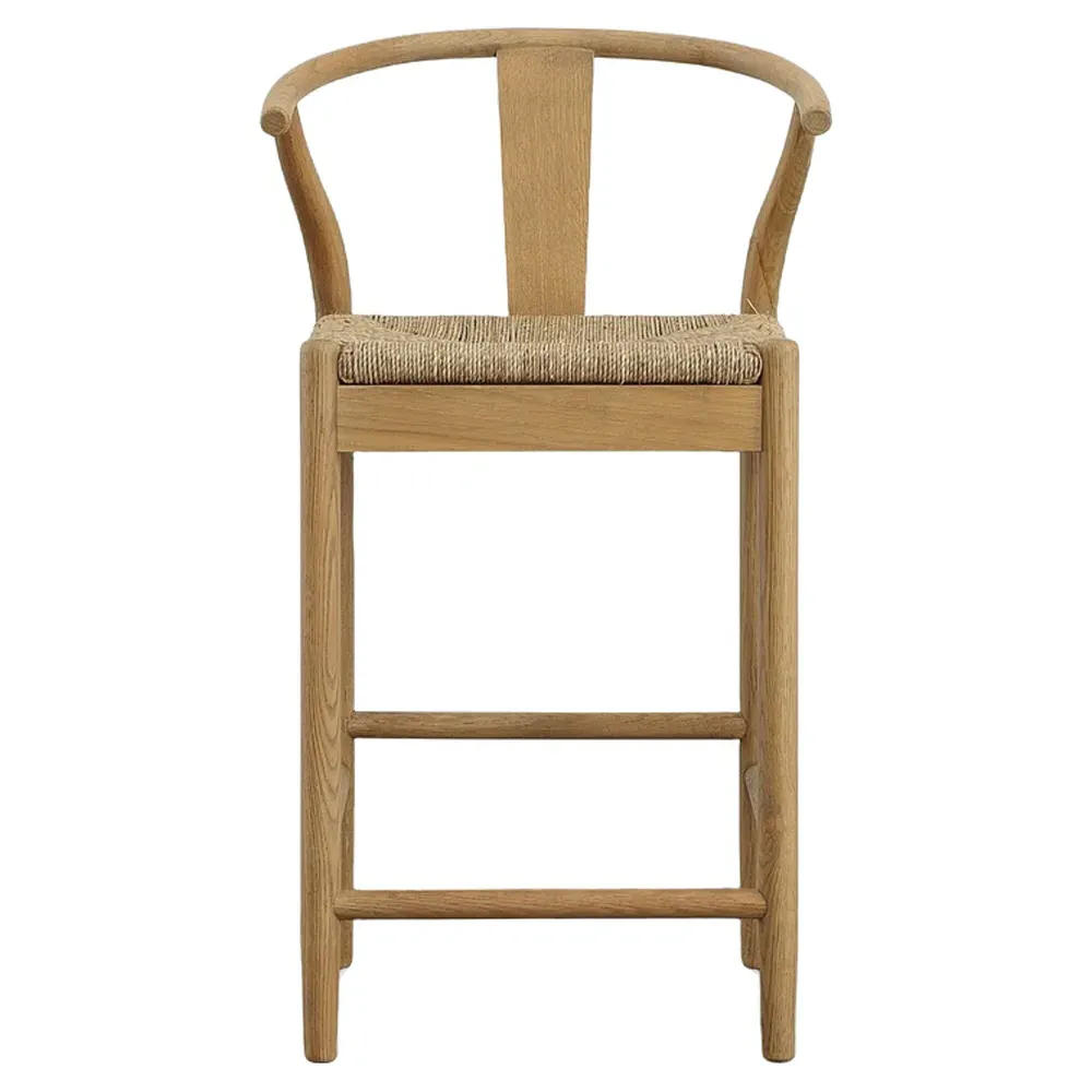 Zhuri Wishbone Counter Stool - Light Brown, Oak
