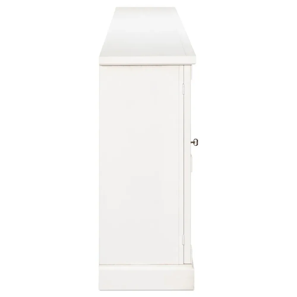 Zian Woven Cane Sideboard - White, Pine Wood