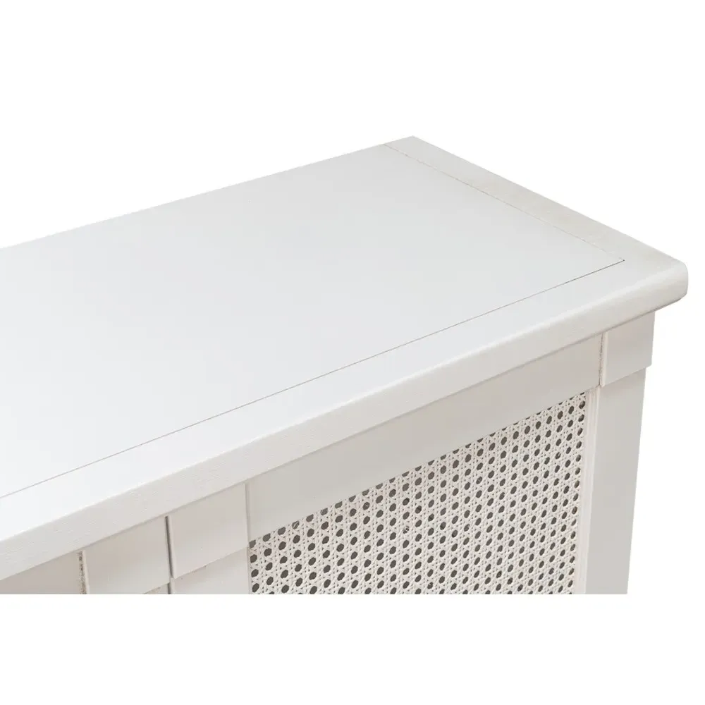 Zian Woven Cane Sideboard - White, Pine Wood