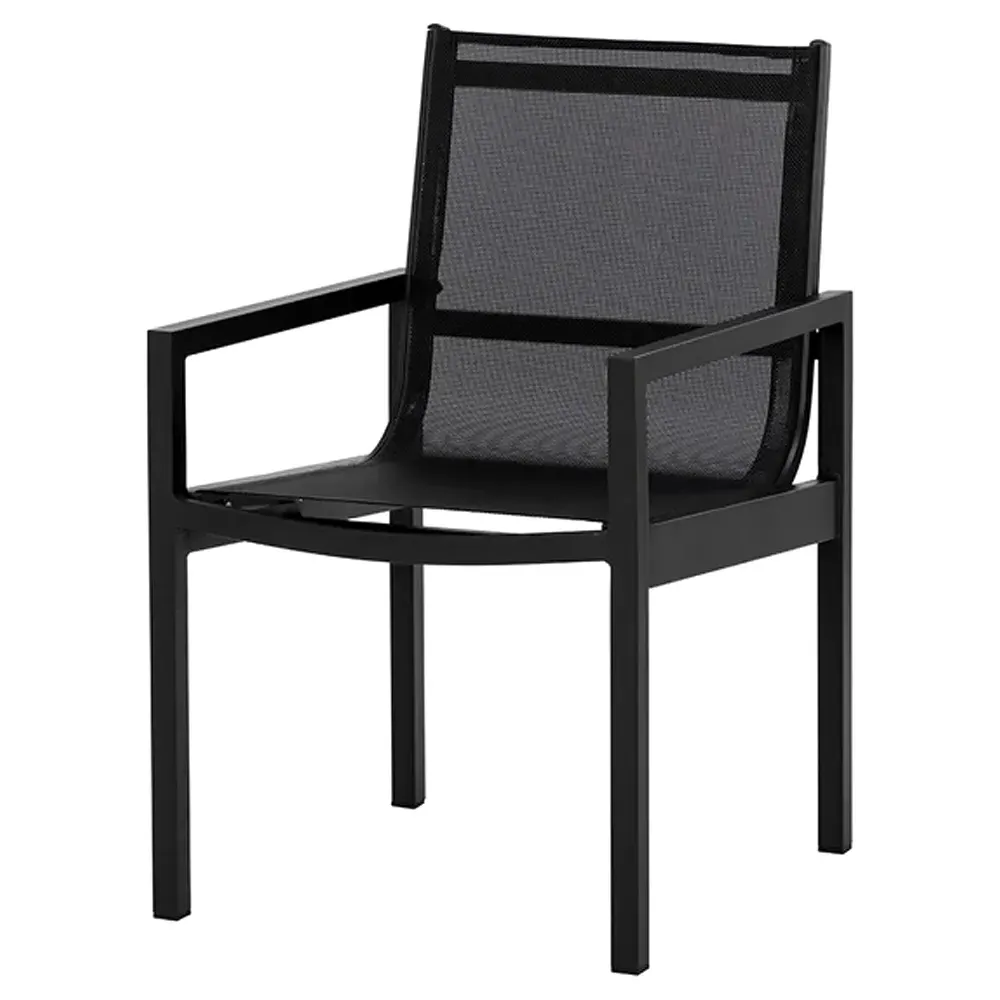 Zimce Outdoor Dining Arm Chair Set of 2 - Black, Aluminum