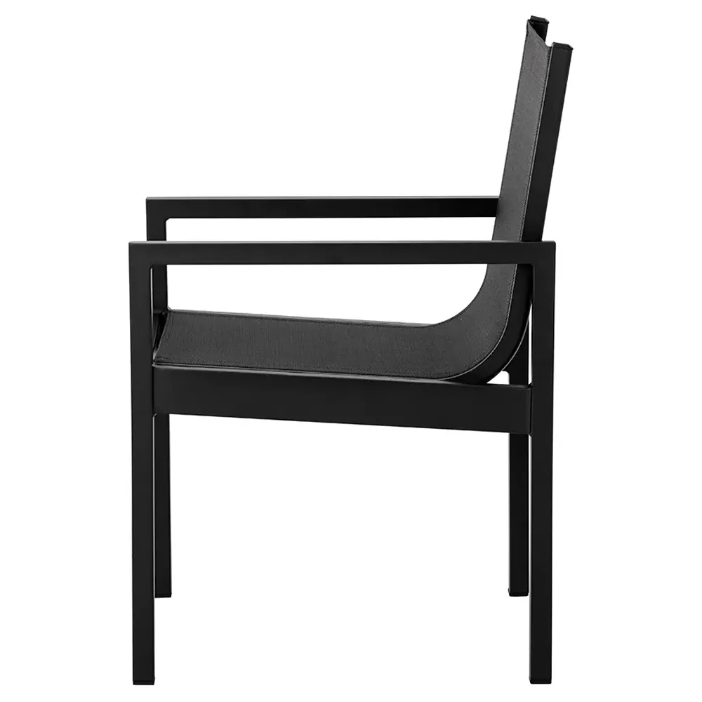 Zimce Outdoor Dining Arm Chair Set of 2 - Black, Aluminum