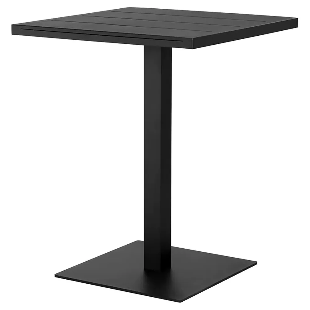 Zimce Square Outdoor Bar Table - Black, Aluminum