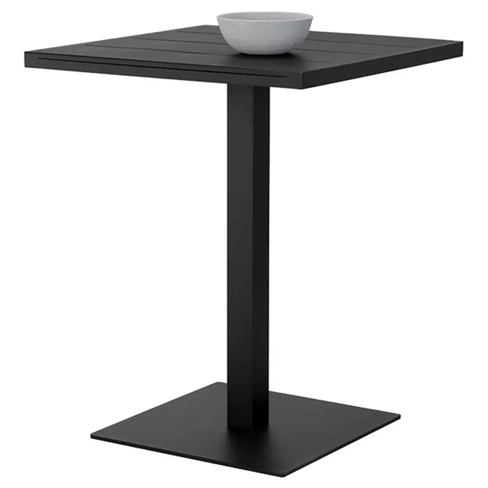 Zimce Square Outdoor Bar Table - Black, Aluminum