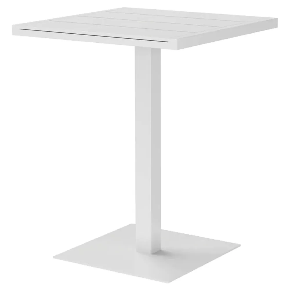 Zimce Square Outdoor Bar Table - White, Aluminum