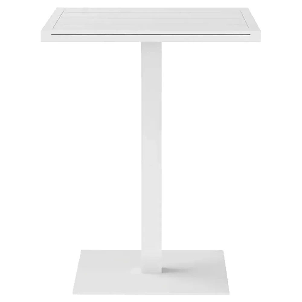 Zimce Square Outdoor Bar Table - White, Aluminum