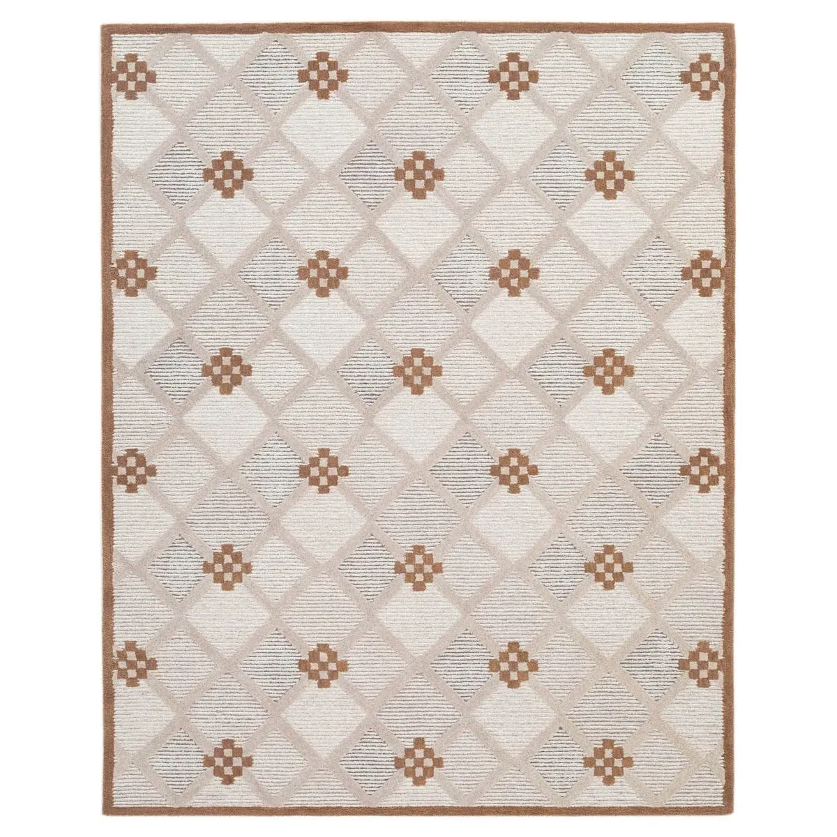 Zinnia Diamond Patterned Rug - Beige, Wool